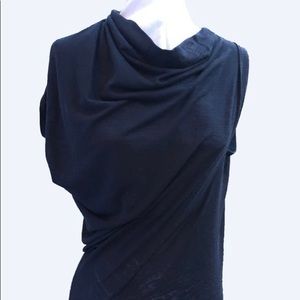 Black draped asymmetrical top